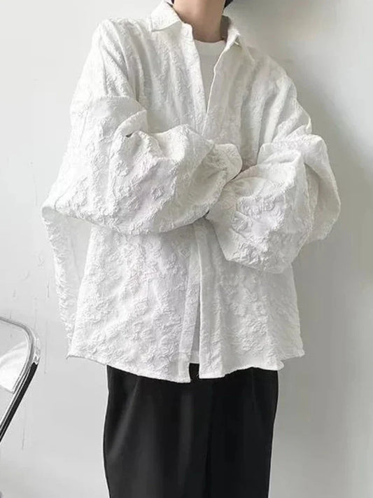 maoxiangshop Shirts Men Japanese Style Loose  Leisure Long Sleeves Chic New All-match Solid Summer High Street Simple Popular College