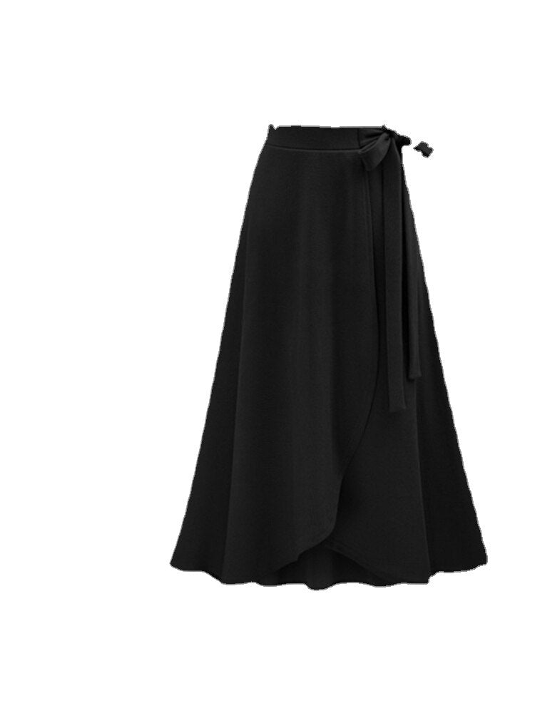 Summer New Skirt High Waist Irregular Skirt Split Skirt Large Size Mid-length Belted Women's Mid-length Skirt