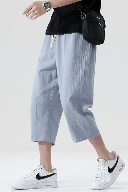 maoxiangshop Summer Casual Pants Men's Wild Cotton and Linen Loose Linen Pants Korean Style Trend Nine-point Straight Trousers