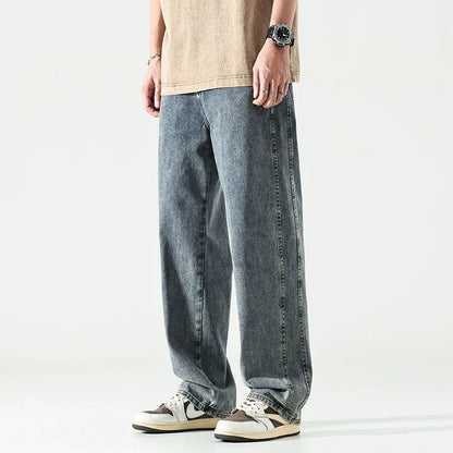 maoxiangshop Baggy Jeans Men Oversize Pants Loose Fit Wide Leg Trousers For Men Blue Streetwear Casual Korean Style Denim New Jeans Kpop