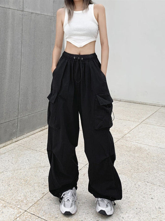 maoxiangshopHarajuku Parachute Pants Y2K Streetwear Wide Leg Baggy Cargo Trousers Female Hippie Korean Edgy Style Jogging Sweatpants