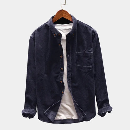 maoxiangshop Autumn Men Shirt Long Sleeve Regular Fit Mens Casual Shirt Thick Solid Color Men's Shirts With Pockets Male Coat MY846
