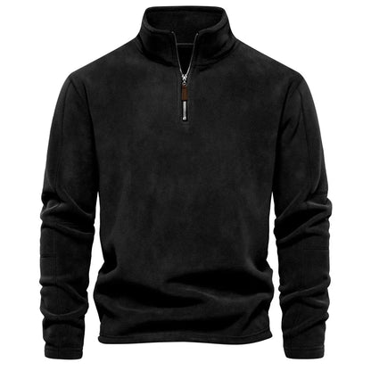 maoxiangshop Autumn Winter New Warm Polo Shirts Men's Lamb Wool Sweatshirt Standing Neck Half Zip Long Sleeve Fashion Versatile Men Tees Tops
