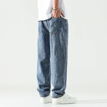 maoxiangshop Baggy Pants Men Wide Leg Jeans Light Blue Straight Cut  Loose Fit Men's Clothing Oversize Jeans Men Kpop Jeans Quality New