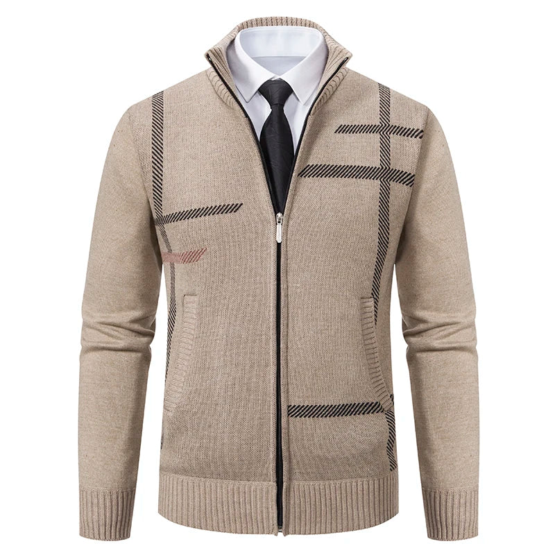 maoxiangshop New Spring and Autumn Cardigan Men's Knitwear Trend Stand-up Shirt Casual Coat Men's Wear