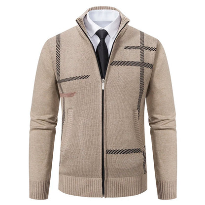 maoxiangshop New Spring and Autumn Cardigan Men's Knitwear Trend Stand-up Shirt Casual Coat Men's Wear