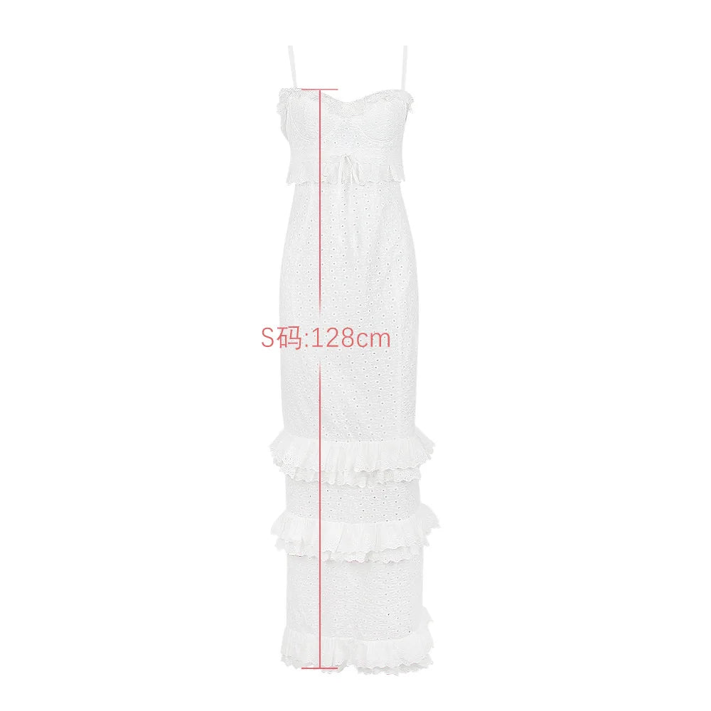 Summer Elegant White Women Ready To Wear Dresses Maxi Luxury Lace Bodycon Wedding Event Party Dress Formal Occsaion