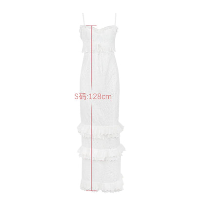 Summer Elegant White Women Ready To Wear Dresses Maxi Luxury Lace Bodycon Wedding Event Party Dress Formal Occsaion