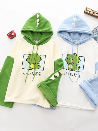 Harajuku Kawaii Hoodies Anime Cotton Fleece Sweatshirt Cat Printed Hooded Sweet Top Women Winter Thick Warm Y2k Girls Cute Coat