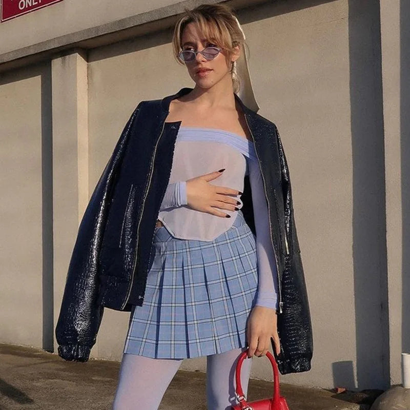 maoxiangshop -  Mesh Shirts For Women Sexy Off Shoulders Slim Crop Tops Hot Girls Fashion Splice Short Shirt Ladies Autumn Winter Clothes