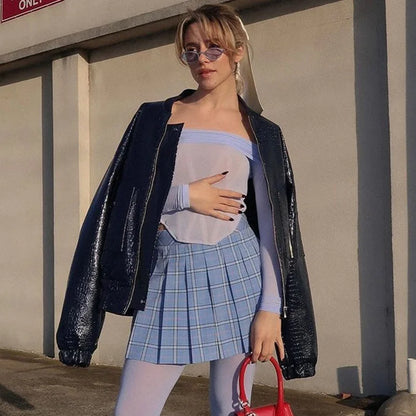 maoxiangshop -  Mesh Shirts For Women Sexy Off Shoulders Slim Crop Tops Hot Girls Fashion Splice Short Shirt Ladies Autumn Winter Clothes