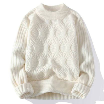 maoxiangshop Autumn Winter Knitted Sweaters Men Fashion Casual Knitting Clothing O Neck Blue Black Pullovers Mens Warm Solid Sweater Man