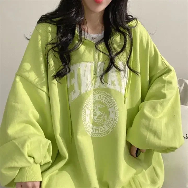 Graphic Hoodies Baggy Tops Grey with Zipper Sweatshirts for Women Full Zip Up Hooded Loose Female Clothes Pullovers Sport Trend