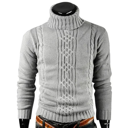 maoxiangshop Autumn Winter Men's Warm Sweater Long Sleeve Turtleneck Sweater Retro Knitted Sweater Pullover Sweater