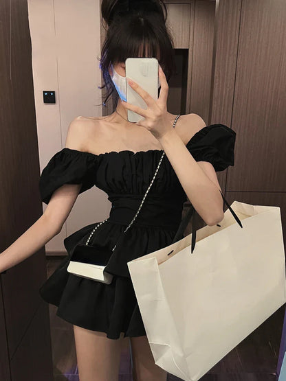 White Sexy Backless Mini Dress Women Korean Fashion Casual Elegant Party Dress Female Ruffle Kawaii Lolita Party Y2k Dress