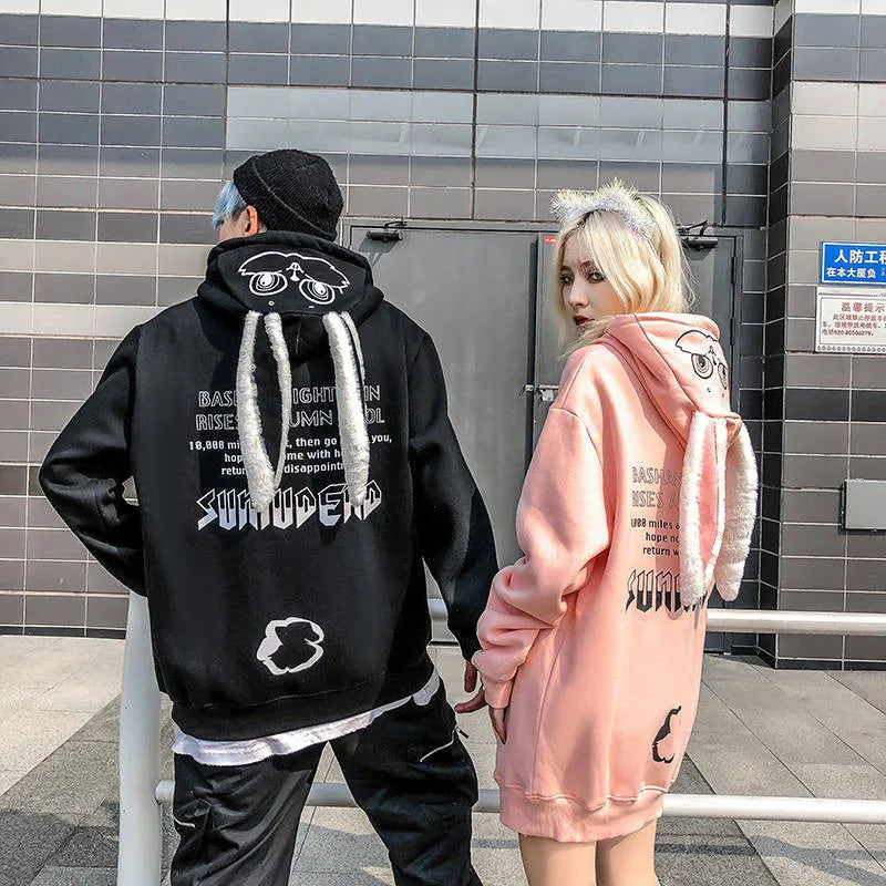 maoxiangshop Animal Women Hoodies Harajuku Kawaii Rabbit Hoodie Sweatshirt Tops Korean Bunny Graphic Outerwear Korean Couple E Girls Hoodie