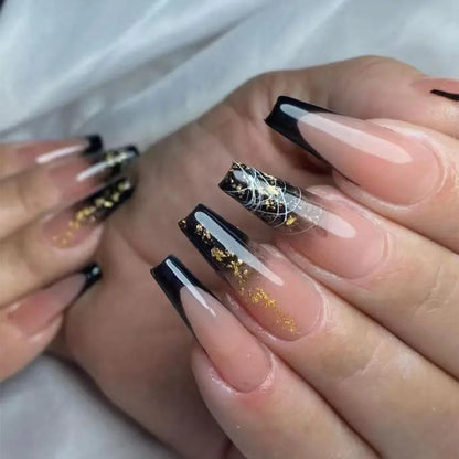 maoxiangshop 24Pcs Coffin False Nails Purple Butterfly Designs Fake Nails with Shiny Rhinestone Wearable French Full Cover Press on Nails