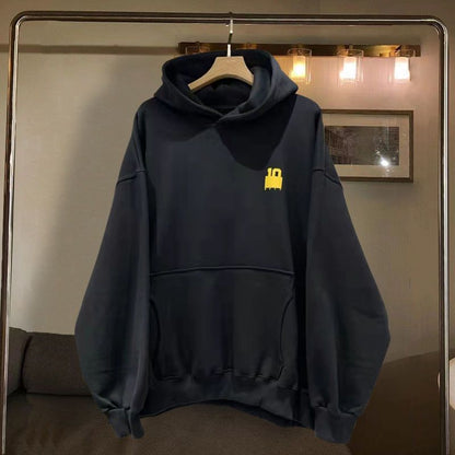 maoxiangshop High Body Weight Reticule Patchwork Hoodie 2022 Women Autumn Korean Super Loose Long Sleeve Comfortable Fashion Solid Color Top