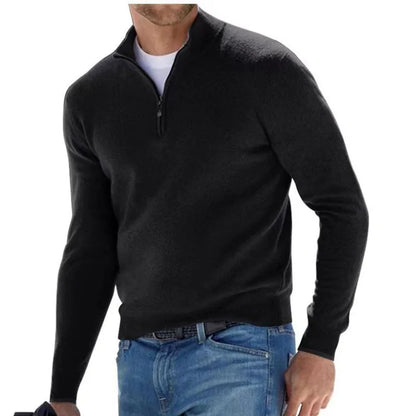 maoxiangshop Autumn Men's Sweatwear Warm Pullover Solid Color Half Zipper Casual Sweater Slim V-neck Long Sleeve Men's Sweatshirts Winter Top