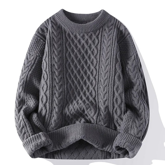 maoxiangshop Autumn Winter Men Sweater Vintage O Neck Solid Color Mens Knitted Pullovers Loose Harajuku Mens Retro Knitting Pullover Sweaters