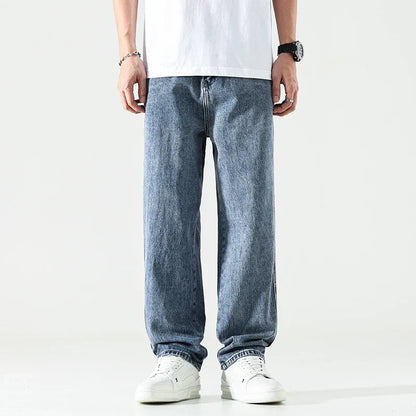 maoxiangshop Baggy Pants Men Wide Leg Jeans Light Blue Straight Cut  Loose Fit Men's Clothing Oversize Jeans Men Kpop Jeans Quality New