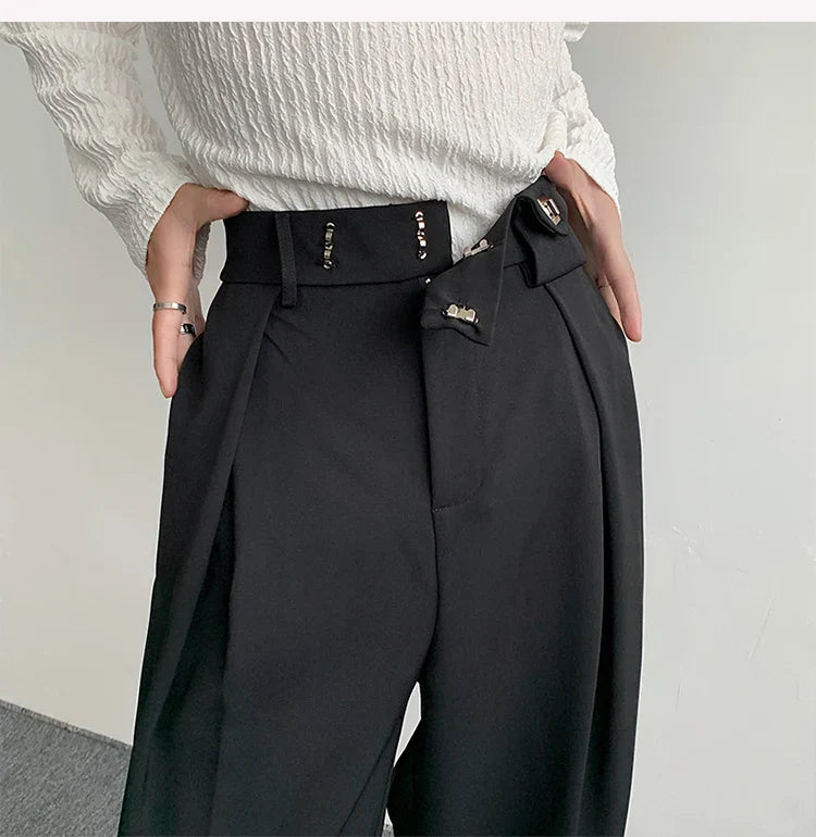 maoxiangshop Black Suit Pants Men Oversized Fashion Social Mens Dress Pants Korean Loose Straight Wide Leg Pants Mens Office Formal Trousers