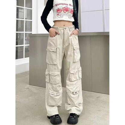 maoxiangshopY2K Man Streetwear Techwear Cargo Korean Harajuku Straight Casual Pants for Men Sweatpants Wide Leg Joggers Trousers Clothes ins