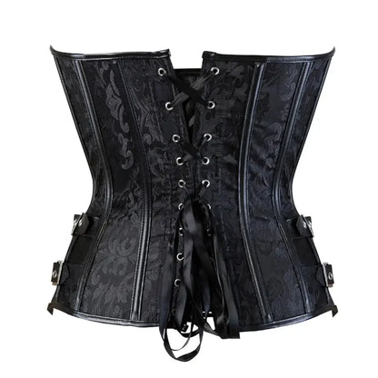 maoxiangshop  -  Gothic Corset Top for Women Steampunk Corsets Leather Jacquard Bustiers Pirate Basque Halloween Cosplay Costumes Rave Outfits