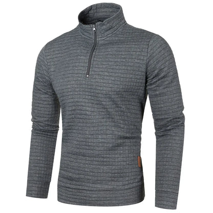 maoxiangshop Autum Men's Solid Color Sweatshirt New Oversize Half Zipper Pullover Warm Sweater Jogger Sport Tops