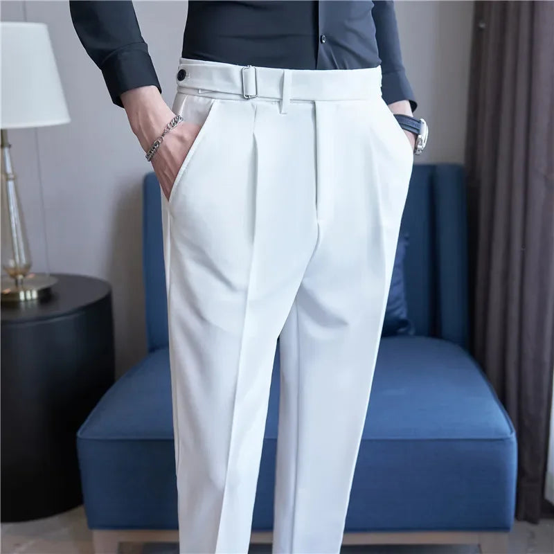 maoxiangshop Men Suit Pants Trousers Autumn New British Style Stretch Slim Formal Pantalone Hombre Solid Casual Dress Pants Men Clothing