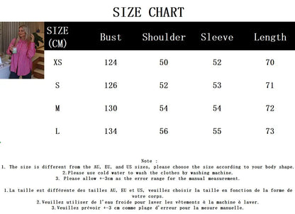 maoxiangshop  -  Pink Pocket Striped Shirts For Women 2024 New Single Breasted Long Sleeve Blouses Autumn Casual Fashion Lapel Collar Blouse Tops