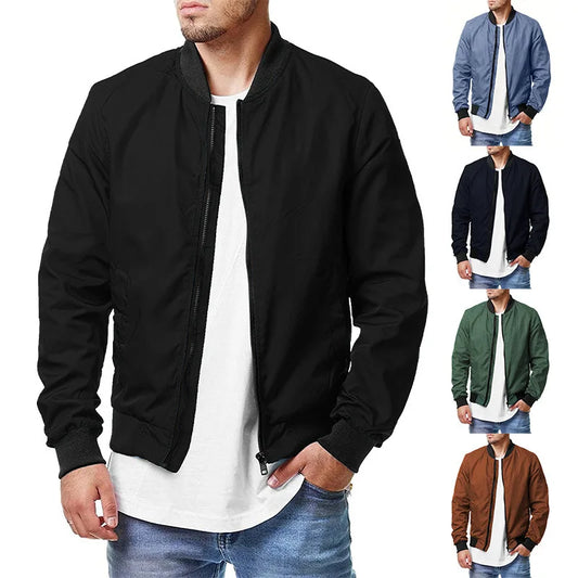maoxiangshop Men's Pilot Jacket Spring and Autumn Leisure Trend Large Size Men's Zipper Jacket