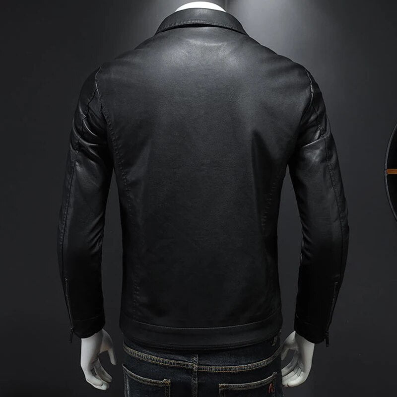 maoxiangshop Black PU Jackets Men Spring Autumn Leather Jacket Coat Male Fashion Casual Motor Biker PU Leather Coat Big Size 5XL