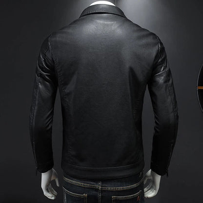 maoxiangshop Black PU Jackets Men Spring Autumn Leather Jacket Coat Male Fashion Casual Motor Biker PU Leather Coat Big Size 5XL