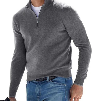 maoxiangshop Autumn Men's Sweatwear Warm Pullover Solid Color Half Zipper Casual Sweater Slim V-neck Long Sleeve Men's Sweatshirts Winter Top