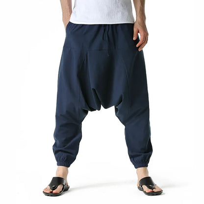 maoxiangshop New Men Harem Pants Sweatwear Baggy Casual Yoga Loose Cotton Sport Jogging Pants Worker Cross Pants for Men