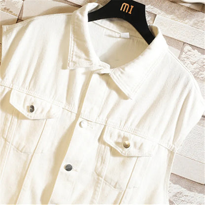 maoxiangshop New Denim Vest Men Sleeveless Denim Jacket Casual Waistcoat Men Solid Color Jean Coat Male Streetwear Mens Clothing