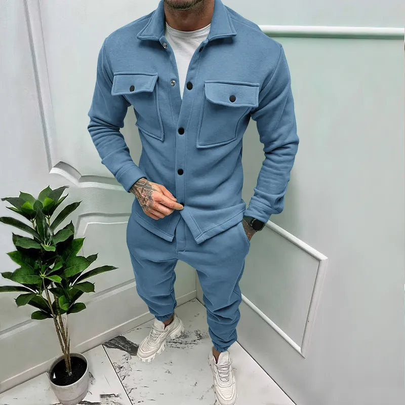 maoxiangshop New Casual Long Sleeve Coat Set Heavy Duty Workwear Shirt Set Vintage Shirt Men's Spring and Autumn