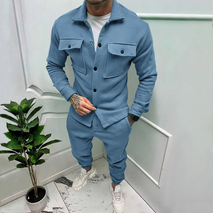 maoxiangshop New Casual Long Sleeve Coat Set Heavy Duty Workwear Shirt Set Vintage Shirt Men's Spring and Autumn