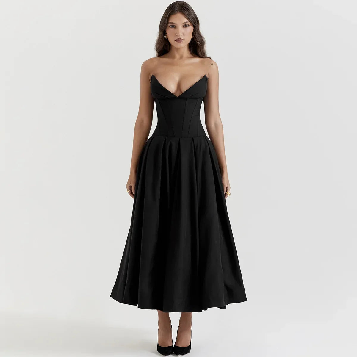 Strapless Formal Occasion Dress Black Sexy Bodycon Corset Party Dresses A Line Elegant Long Dresses New in Clothing