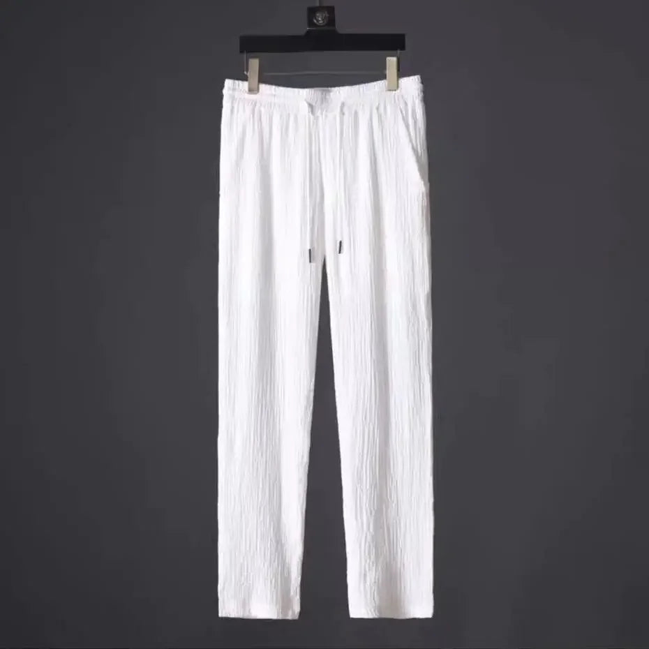 maoxiangshop Leisure Set for Men New Summer Thin Sports Set for Men Fashion Short Sleeve Long Pants Trend Light Luxury