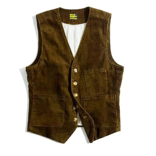 maoxiangshop New Men's Retro Tooling Waistcoat Corduroy Vests Fashion Casual Versatile Vest Jackets V-Neck Gentleman Business Men's Tank Tops
