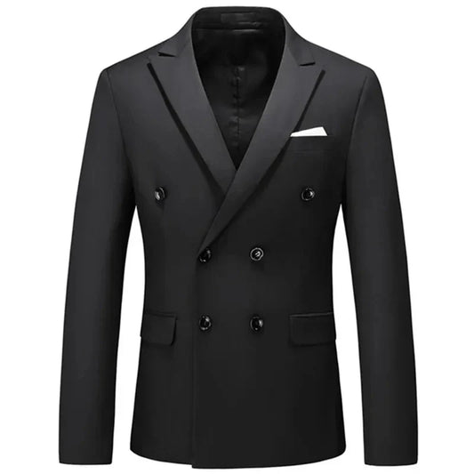 maoxiangshop Fashion New Men's Casual Boutique Business Solid Color Double Breasted Suit Jacket Blazers Coat