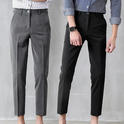 maoxiangshop Popular Men Trousers Breathable Men Suit Pants Soft Fabric Gentle Mid Waist Ankle Length Business Pants