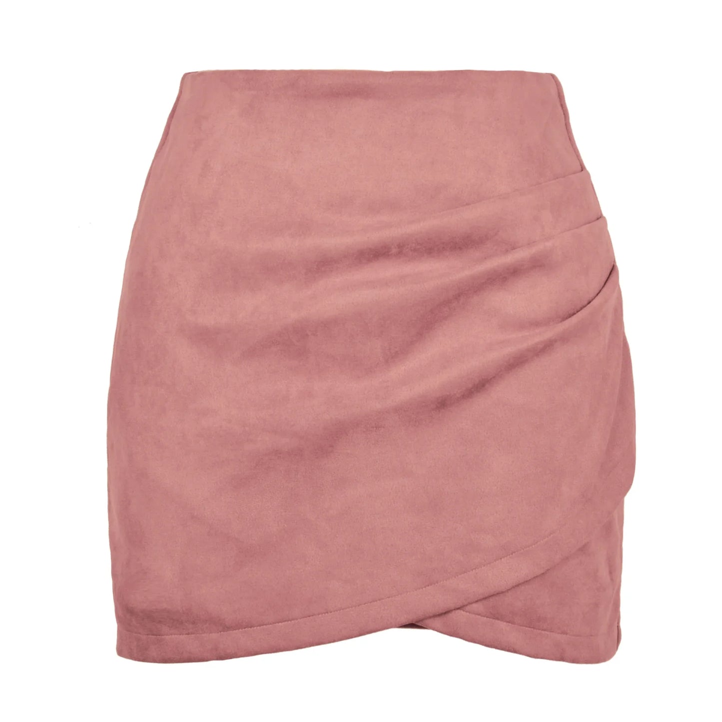 maoxiangshop Suede Irregular Skirts Summer Women High Elastic Waist Pleated Zipper Skirt