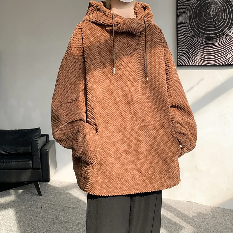 maoxiangshop Harajuku Corduroy Hoodies Men High Quality Streetwear Loose Y2k Hip Hop Hooded Sweatshirts Couple Clothing Female Pullovers