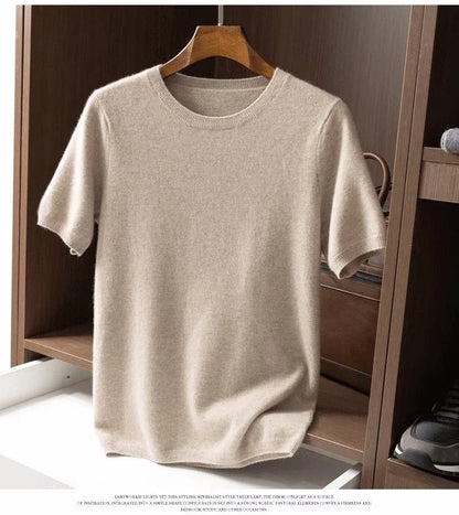 maoxiangshop Korean Superfine Merino Cashmere T-shirt Men Base Layer Merino Shirt Wicking Breathable Short T-shirt Luxury Clothing Big Size