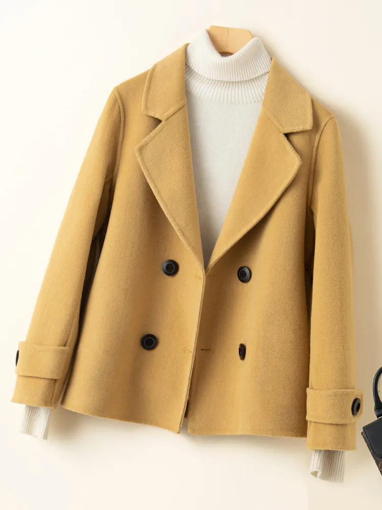 maoxiangshop New Autumn And Winter Pure Wool Double Sided Cashmere Coat Jacket High End Wool Fabric Coat Versatile Women's Top