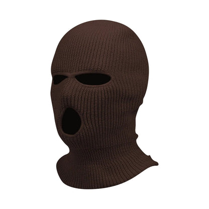 maoxiangshop Winter men's face mask, warm hood, sports scarf, skiing hat, three hole wool hat, outdoor cycling knitted pullover hat