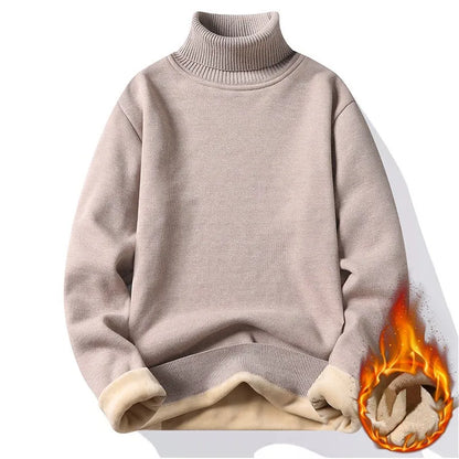 maoxiangshop Autumn Winter Men's Turtleneck Sweater Men's Knitting Pullovers Rollneck Knitted Sweater Warm Men Jumper Slim Fit Casual Sweater